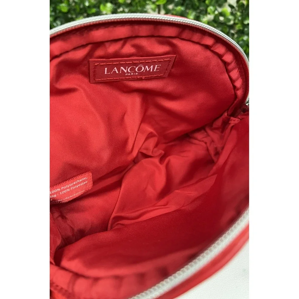 Lancome RED Lips Kiss Bag Zip Around Cosmetic Makeup Travel Case - NEW